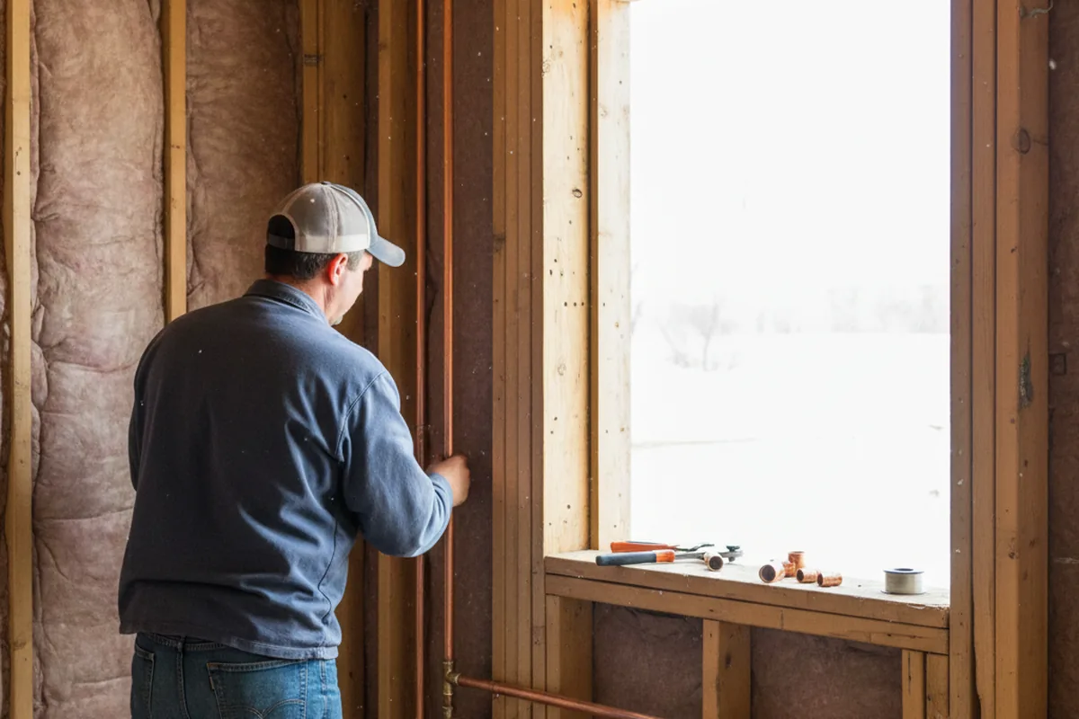 Licensed plumber running new copper supply lines in a Verona home